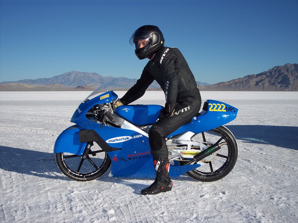 On September 5, Team Markertek rider Django Zaloom broke the world speed record for the 125cc