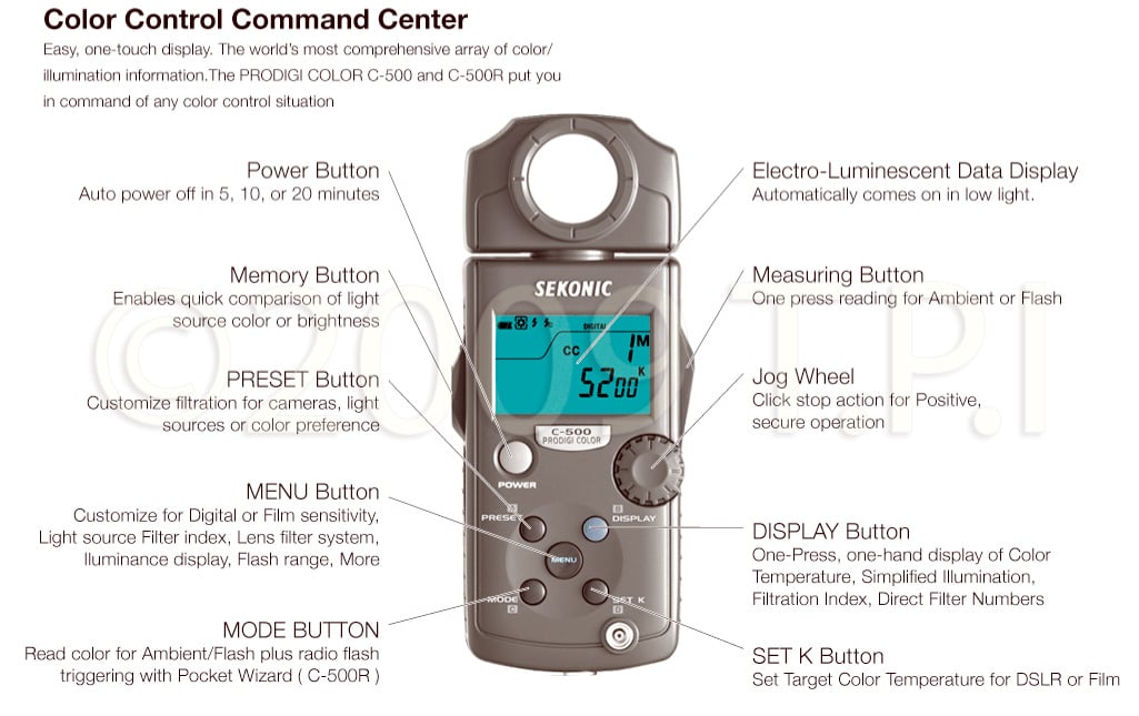 Download Sekonic C-500 Prodigi Color Light Meter Digital and Film