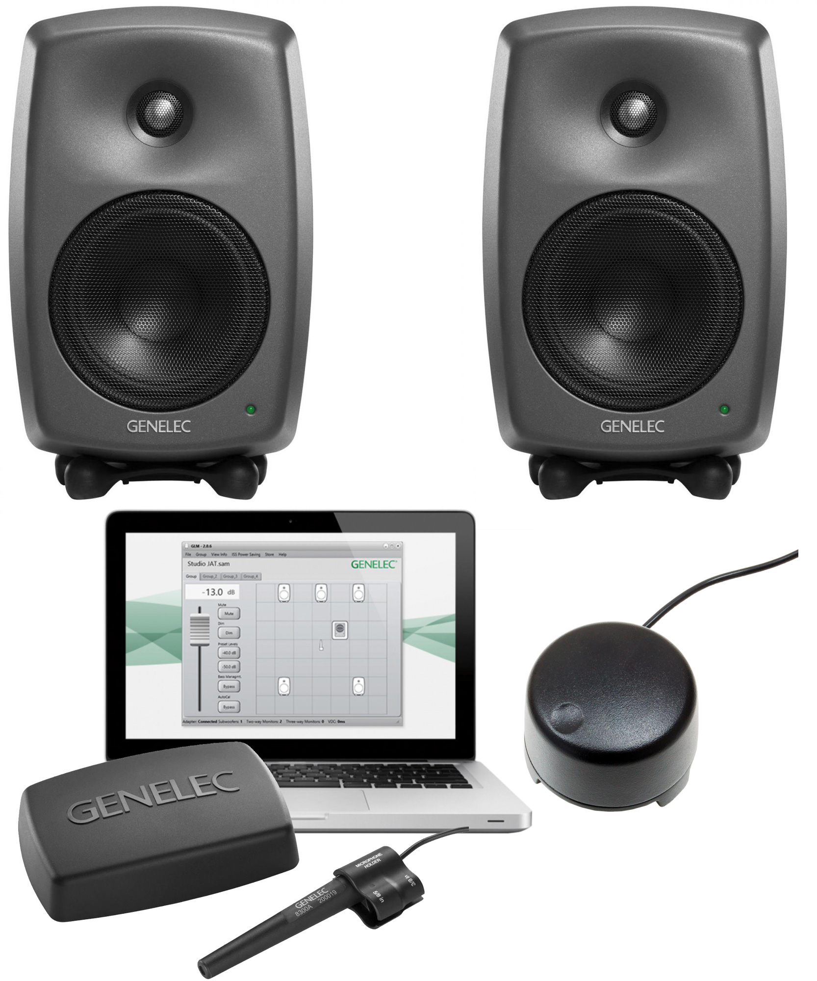 Genelec 8330 Stereo SAM with (2) 8330As & GLM V2.0 User Kit with Volume ...