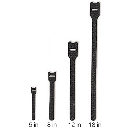 Black 8 Inch Softcinch VELCRO® Brand Hook & Loop Polytie Cable Tie 25 Pack