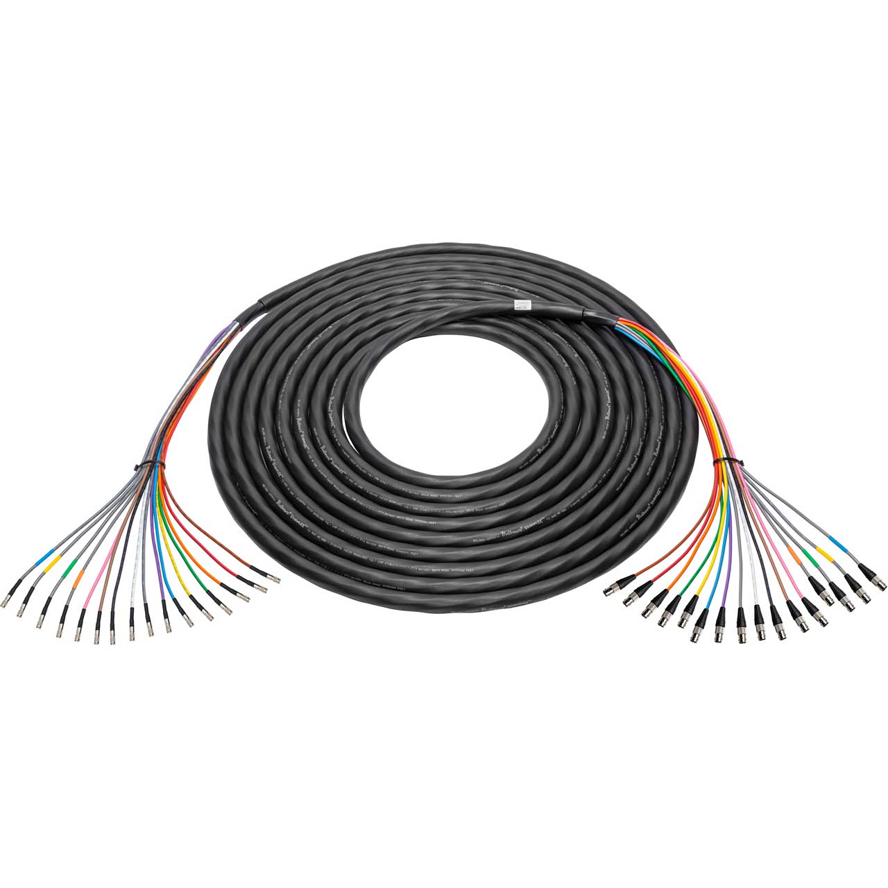 Laird 4855R16-D-BF-050 12G-SDI/4K 16-Channel Mini-RG59 Belden 4855R16 DIN  1.0/2.3 to BNC Female Snake Cable - 50 Foot