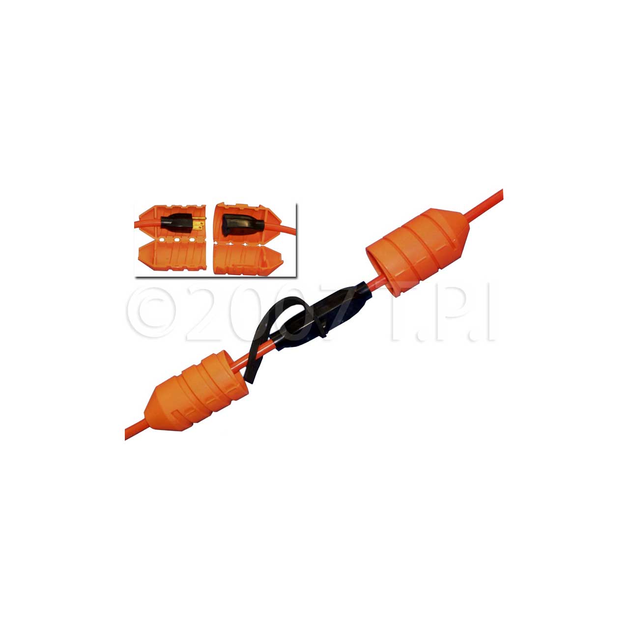 Electriduct Cord Connect Water-Tight Outdoor Lawn Garden Power Extension  Housing Cord Lock Protect Holiday Decoration Light Plugs - Orange