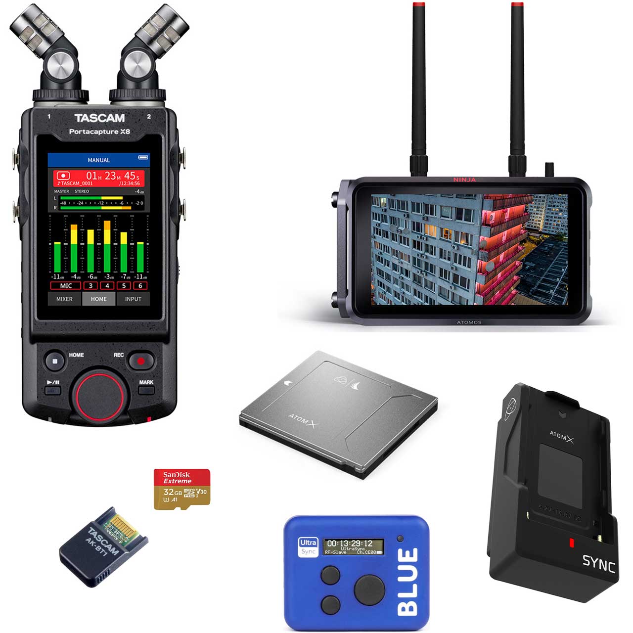 Tascam Portacapture X8 Bluetooth Sync Kit w/ Atomos Ultrasync 