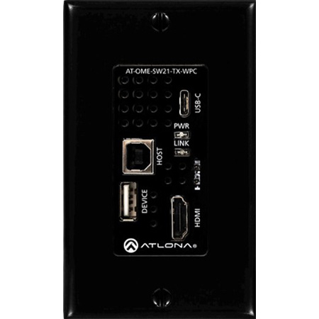 Atlona AT-OME-SW21-TX-WPC Single Gang TX Wall Plate with USB-C and HDMI ...