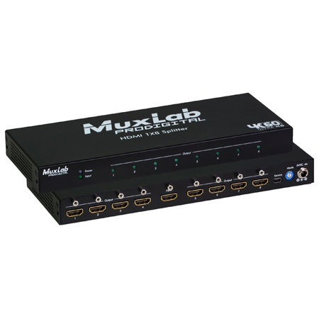 MuxLab 500427 4K60 Ultra HD HDMI 1x8 Splitter