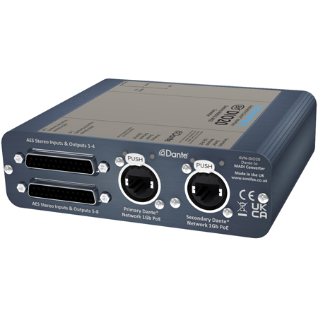 Sonifex AVN-DIO20 Dante to MADI & AES3 Bidirectional 64 Channel I/O ...