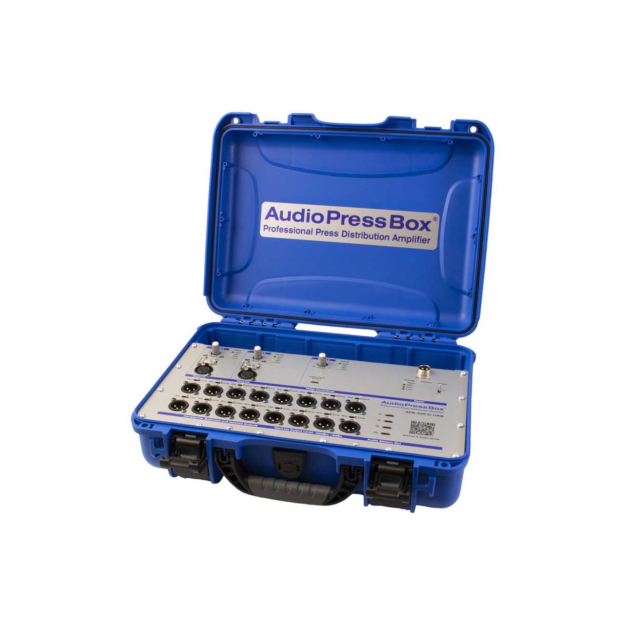 menigte Opera antiek AudioPressBox APB-320 C-USB Portable Pressbox - 2x Analog Mic/LINE XLR & 4  Digital USB-C - w/ Internal AccuPack - Blue