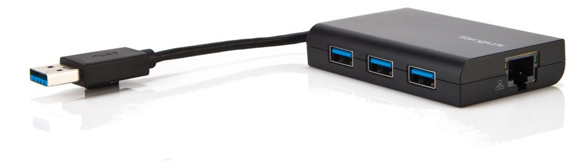Targus ACH122USZ 3 Port USB/Ethernet Combo Hub - Black