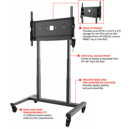 Peerless-AV SR598ML3E SmartMount Motorized Height Adjustable Flat Panel ...