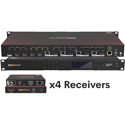 BZBGEAR BG-4K-VP44PRO 4x4 4K UHD HDMI Matrix Switcher/Video Wall Processor/Multiviewer over Cat5/6/7 w/ 4 Receiver Kit