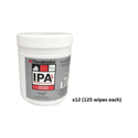 Chemtronics SIP125P Isopropyl Alcohol Presaturated Wipes - 70 Percent IPA - Pull-up Tub - Twelve 125-Packs