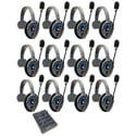 Eartec ETP12S UltraLITE PRO16 Long Range Dual Ch. Full-Duplex Wireless Intercom with 12 Single-Ear Headsets - 2.4 GHz