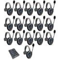 Eartec ETP16S UltraLITE PRO16 Long Range Dual Ch. Full-Duplex Wireless Intercom with 16 Single-Ear Headsets - 2.4 GHz