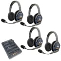 Eartec ETP4D UltraLITE PRO16 Long Range Dual Ch. Full-Duplex Wireless Intercom with 4 Double-Ear Headsets - 2.4 GHz