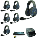 Photo of Eartec EVADE EVX6D Full Duplex Light Industrial Wireless Intercom System with 6 Dual-Ear Headsets