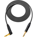 Photo of Sescom GS6-TSTSA-25 Canare GS-6 & Neutrik 1/4 Male to 1/4 Right Angle Male Instrument Cable - Black - 25 Foot