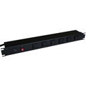 Hammond 1582H6A1BK 15A 6 Outlet Strip w/ Switch - 6 Foot Cord -  Outlets Front - Black