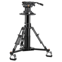 E-Image Pneumatic Carbon Fiber Pedestal with Flat-Base Fluid Head - 138.6lbs Payload w/ Adjustable Counterbalance & Drag