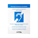 Listen Technologies LA-308 Auri Assistive Listening Signage Notice w/ English/Spanish/French