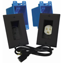 Midlite A46-B Decor Recessed Receptacle & Power Inlet Kit with 6ft Power Cord - Black