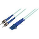 Photo of Camplex Premium Bend Tolerant Fiber Patch Cable OM3 Multimode Duplex ST to LC - Aqua - 33 Meter