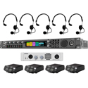 Photo of RTS OMS OMNEO Analog Partyline Intercom Package with Base/4x Beltpacks/6x Single Ear Headsets/Power Supply