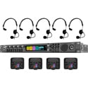 RTS OMS OMNEO Digital Partyline Intercom Package with Base/4x Beltpacks/5x Single Ear Headsets