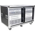 Photo of ProX Two 12U 24-Inch Deep Vertical Rack to Rack Shock Mount Case with Two Sliding Slam Doors & Six 4-Inch Caster Wheels