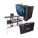 ProX XF-MESAMEDIAMK2 Mesa MK2 DJ Facade & Workstation with Table - TV Bracket Mount - White & Black Scrims - Carry Bag