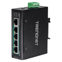 TRENDnet TI-PG50 v2.0 5-Port Industrial Gigabit PoE and DIN-Rail Switch - Four PoE Plus Port/One Gigabit Port