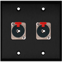 Photo of My Custom Shop WPBA-2105 2-Gang Black Anodized Wall Plate w/ 2 - Neutrik NJ3FP6C Stereo 1/4 Latching Jacks