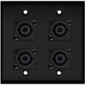 Photo of My Custom Shop 2-Gang Black Anodized Wall Plate w/ 4 NEUTRIK NL4MP 4-Pole speakONs