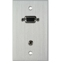 Photo of My Custom Shop WPCA-1154-FT 1-Gang Clear Anodized Wall Plate w/ 15-Pin HD Female Barrel - Stereo Mini Jack Feedthru